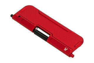 Strike Industries billet ultimate AR-15 dust cover is aluminum with red anodized finish.